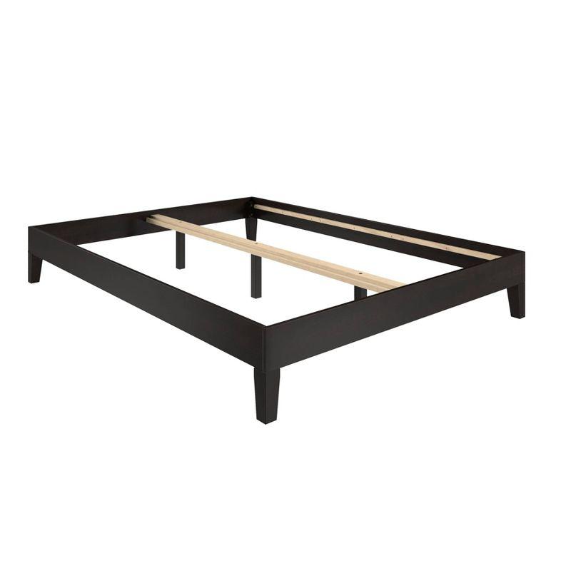 Nix Black Pine Wood Queen Platform Bed with Drawer