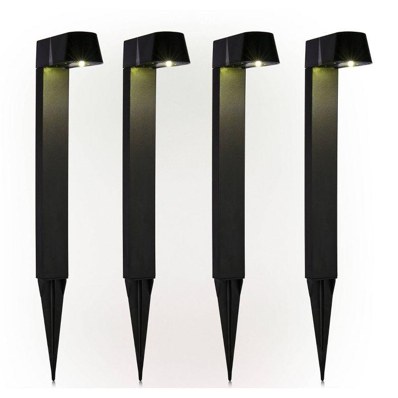 Set of 4 Black Solar LED Pathway Lights