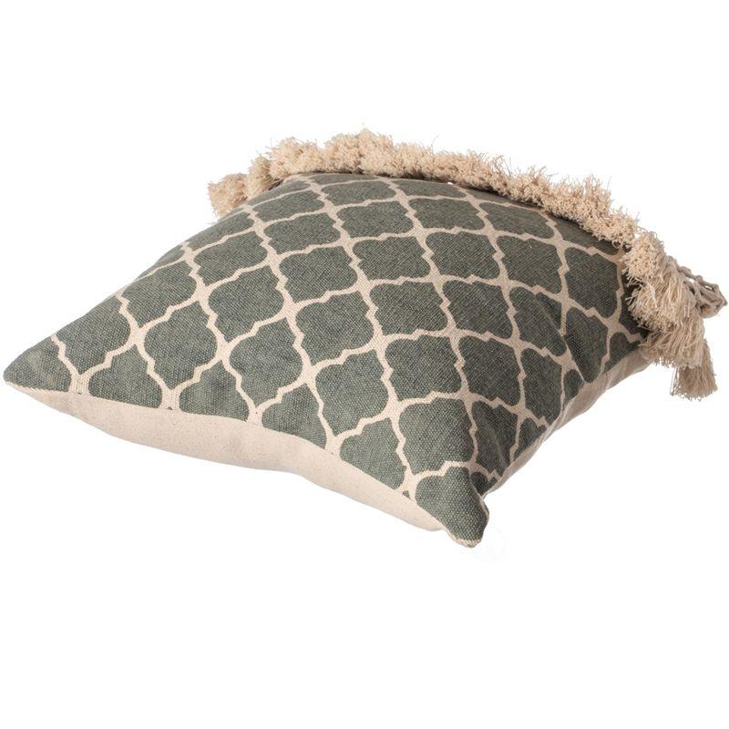 DEERLUX  16" Handwoven Cotton Throw Pillow Cover with Ogee Pattern and Tasseled Top, Insert Included