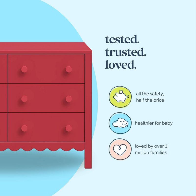 DaVinci Sammy Scallop 6 Drawer Dresser - Tomato Red