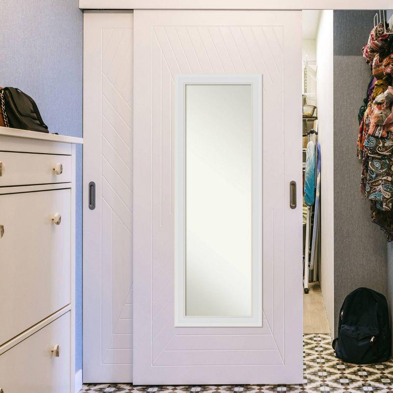 18" x 52" Flair Framed On the Door Mirror Soft White - Amanti Art: Modern Rectangle, Polystyrene Frame, No Assembly Required