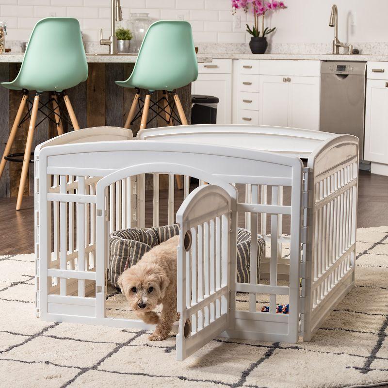 IRIS USA 4 Panel 24H inch Foldable Exercise Enclosure Plastic Pet Playpen with Door, White