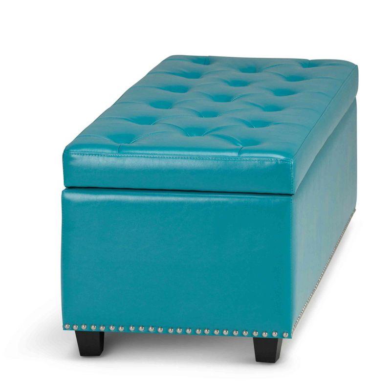 Simpli Home Hamilton 48"W Upholstered Storage Ottoman Bench with Lift-Top Lid, Tufted Design, and Nailhead Trim