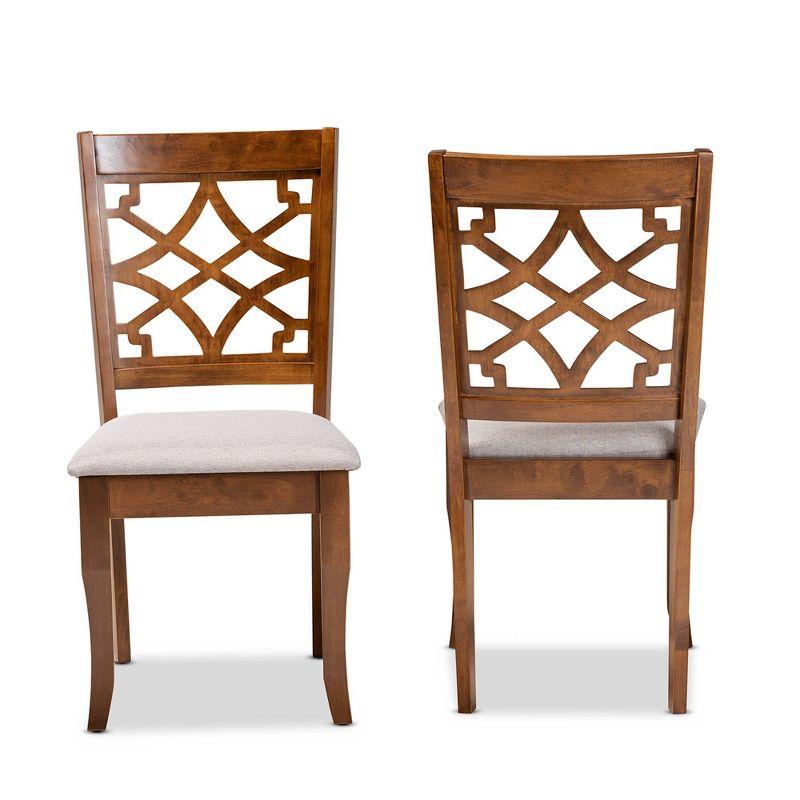 2pc Mael Fabric Upholstered and Wood Dining Chair Set Gray/Brown - Baxton Studio: Polyester, Spot Clean, Armless