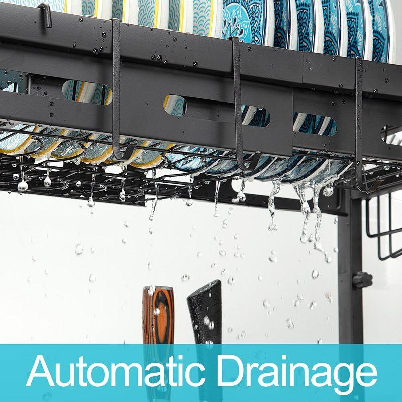 WhizMax Over Sink Dish Drying Rack, Adjustable Multifunctional Dish Drainer for Kitchen Storage Countertop Organization, 25.6-35.5in