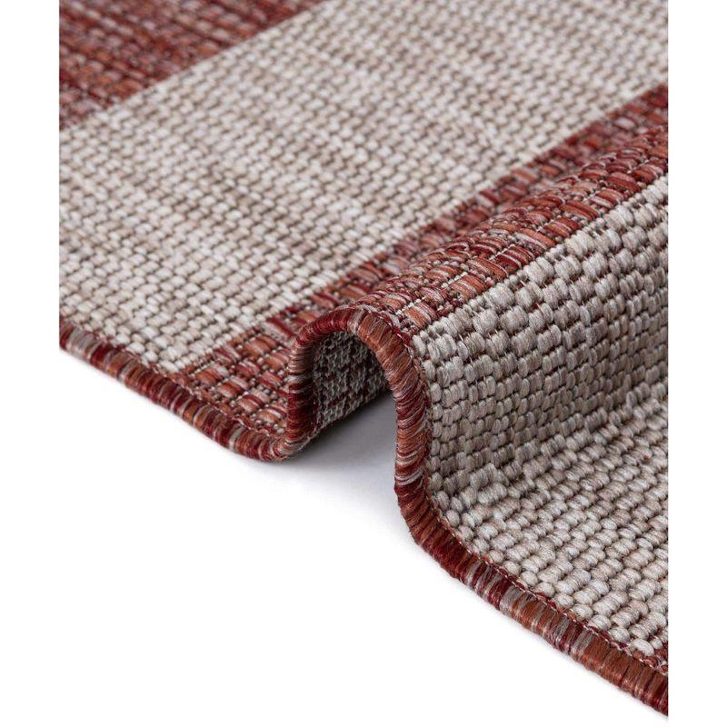 Unique Loom 4' 1 x 6' 1 Rectangle Indoor/Outdoor Striped Rust Red Area Rug