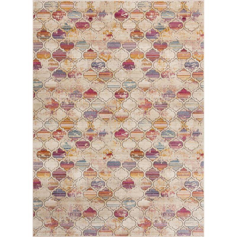 Unique Loom Deepa Collection Area Rug - Static Trellis (10'  x 13' 8" Rectangle Multi/Beige)