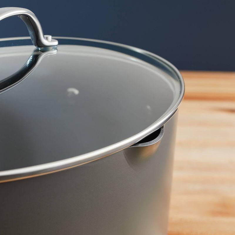 Rachael Ray 8qt Hard Anodized Nonstick Oval Pasta Pot and Braiser Gray: Tempered Glass Lid, Dishwasher & Oven Safe