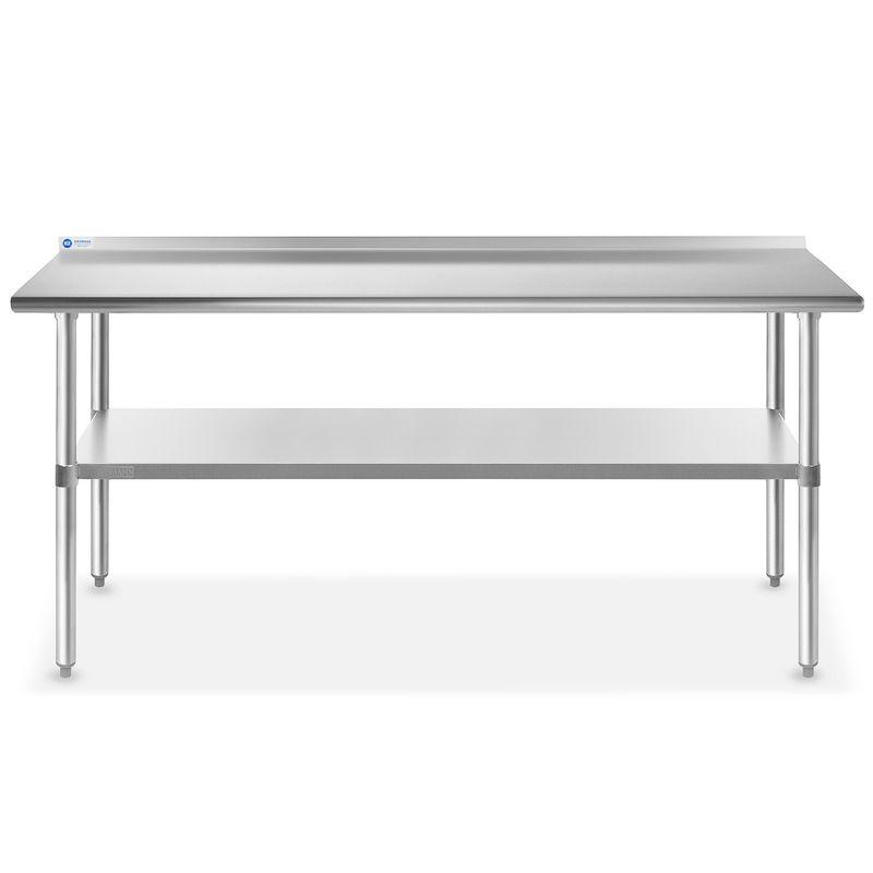 72" L Stainless Steel Work Table with Undershelf and Backsplash