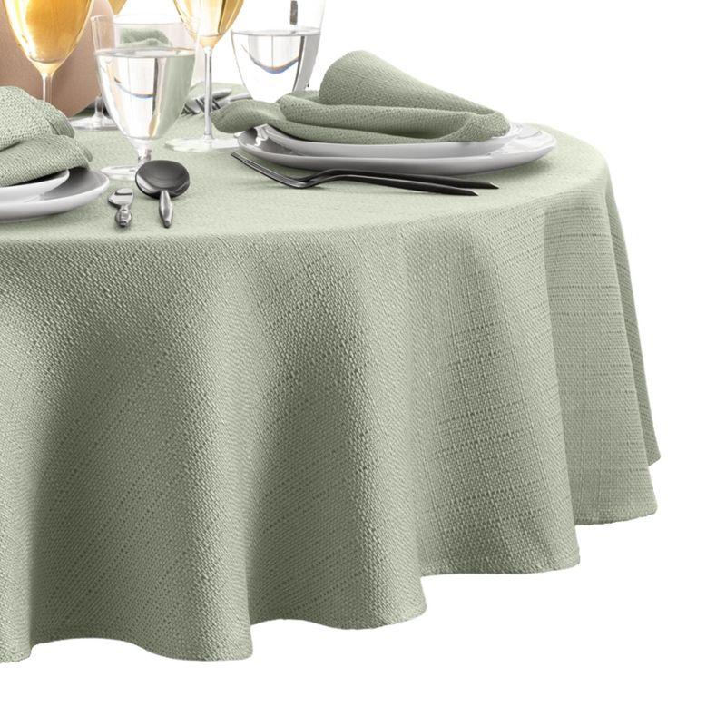 Laurel Solid Texture Water and Stain Resistant Tablecloth - 90" Round - Sage - Elrene Home Fashions
