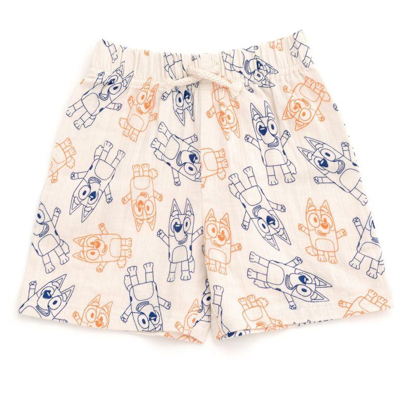 Bluey Bingo Little Boys Cotton Gauze Matching Family Button Down Shirt and Shorts Outfit Set Boy's Shorts Set 7-8
