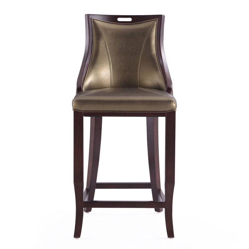 Set of 2 Emperor Upholstered Beech Wood Faux Leather Barstools Bronze - Manhattan Comfort: Semi-Gloss Finish, No Assembly Required