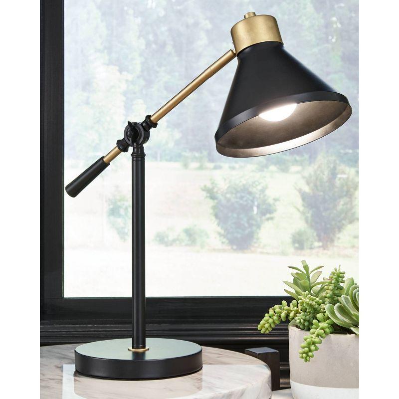 Garville Metal Table Lamp Black/Gold - Signature Design by Ashley: Adjustable, UL Listed, Modern Decor