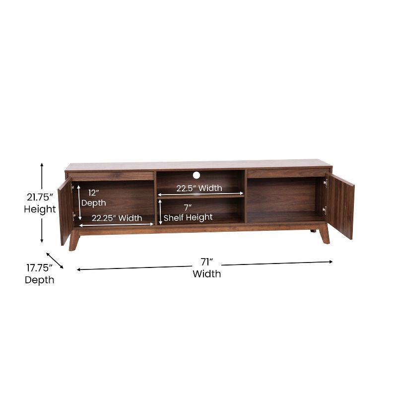 Flash Furniture Hatfield Mid-Century Modern TV Stand for up to 64 inch TV's - Media Center with Adjustable Center Shelf and Dual Soft Close Doors