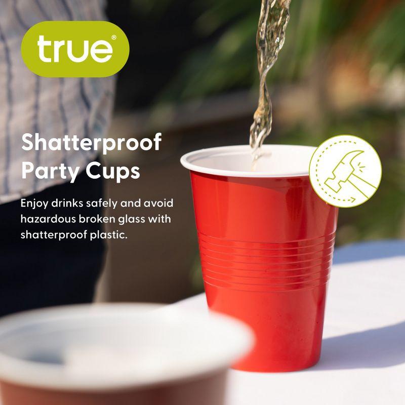 True Red Party Cups, disposable Cups for Parties, Cup, Perfect for Outdoor Drinking Games, Drink Tumblers, set of 24, 16oz, Red