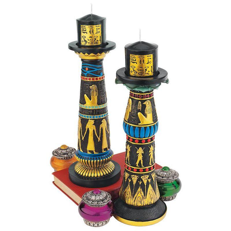 Temple Of Luxor Candleholders 11'' H Resin Tabletop Candlestick