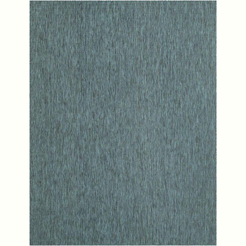 Unique Loom 9' 0 x 12' 2 Rectangle Indoor/Outdoor Solid Teal Area Rug