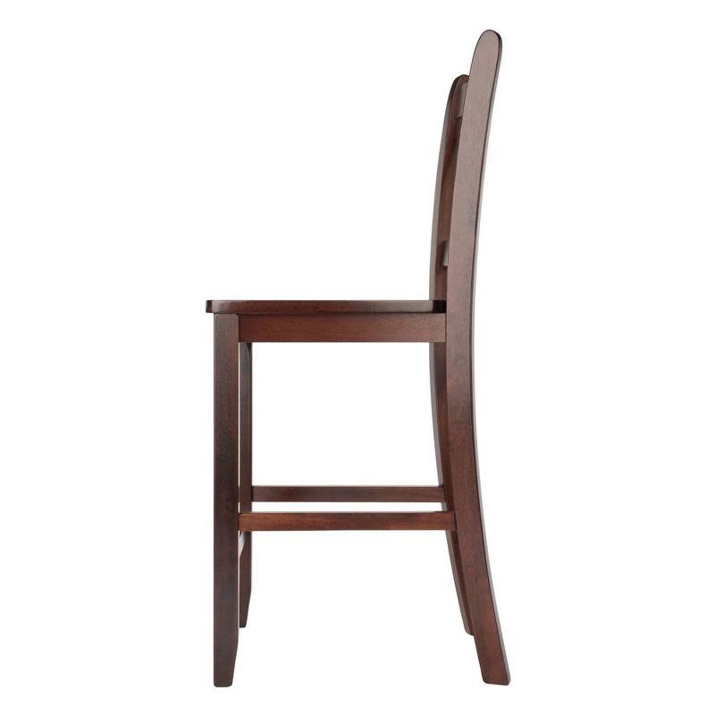 24" Set of 2 Victor V-Back Counter Height Barstool Wood/Walnut - Winsome