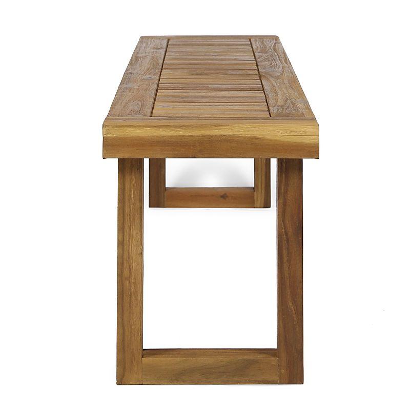GDFStudio Josette Outdoor Acacia Wood Dining Bench, Sandblasted Natural Brown