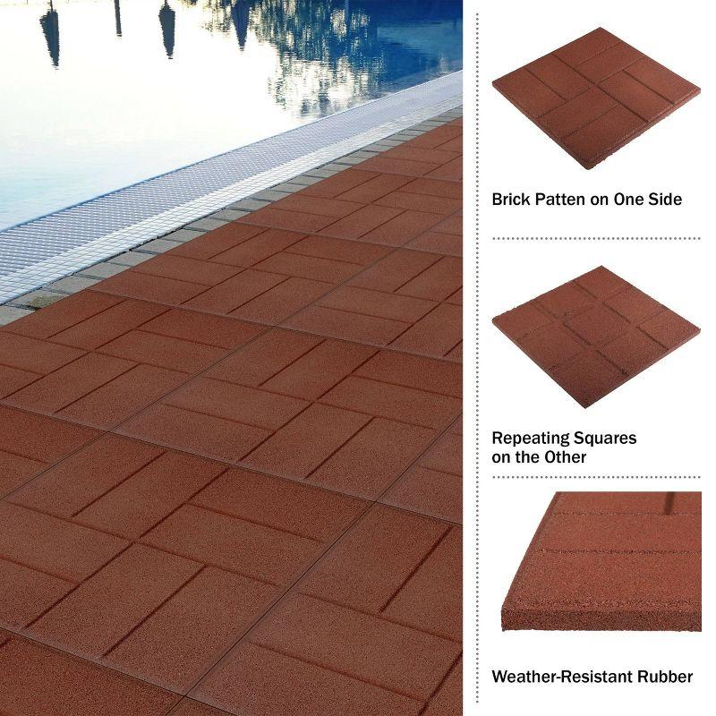 Pure Garden Deck Tiles 8-Pack - Dual-Sided Outdoor Flooring Tile - 28SQFT Rubber Pavers for Outside Patio, Garden Walkway, Balcony, or Shed