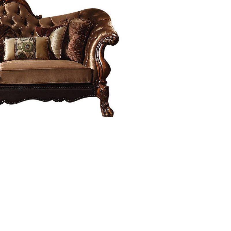 Acme Furniture Dresden Sofa Golden Brown Velvet/Cherry Oak