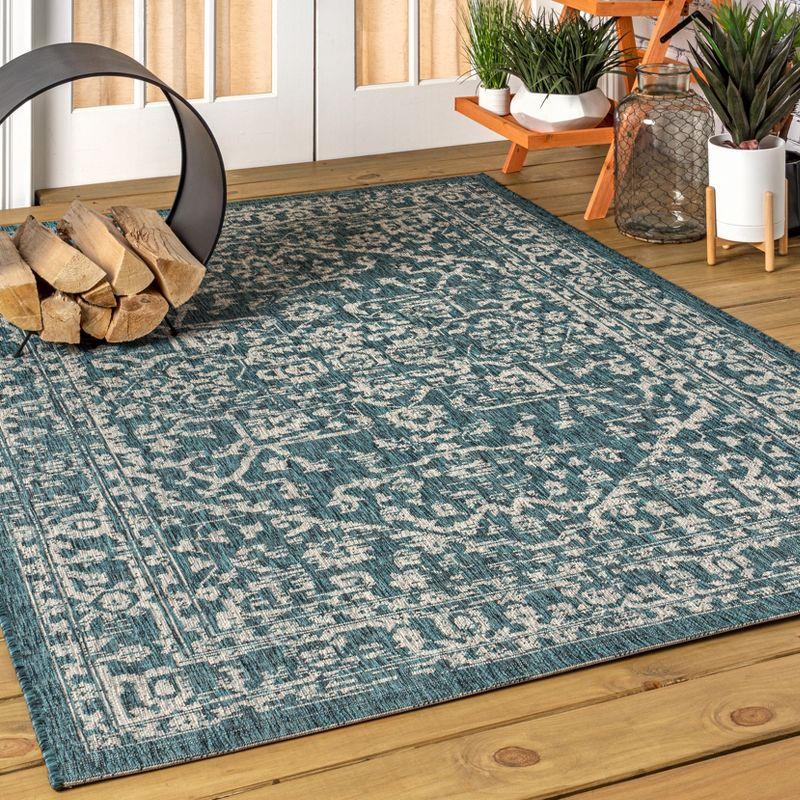 Malta Bohemian Inspired Medallion Textured Weave Indoor/Outdoor Area Rug - JONATHAN Y