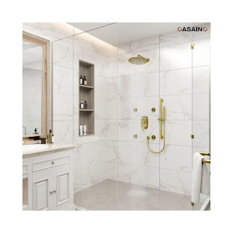 3-Function 12 Inch Temperature Digital Display Shower System With 2-Setting Slider Bar Handheld And 4Pcs Body Jets