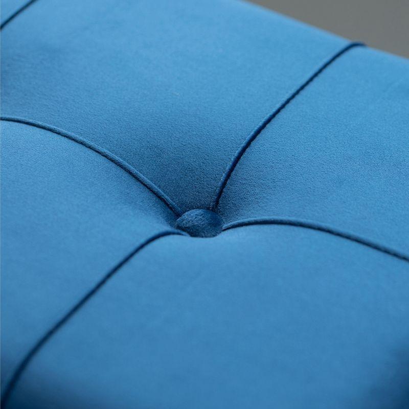 Fabulaxe Rectangle Velvet Storage Ottoman with Abstract Golden Legs | Sitting Bench for Living Room Home Decor with Unique Base Support (Blue Small)