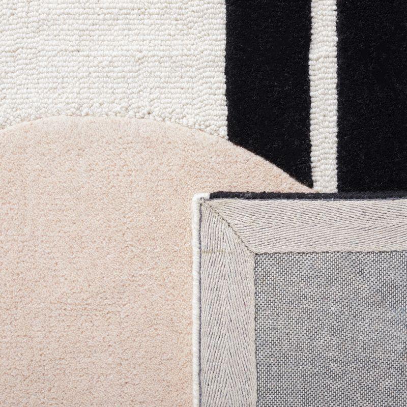 Blush and Black Hand-Tufted Wool Area Rug, 6' x 9'