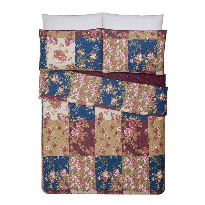 Full Red Cotton Reversible Quilt Set with Shams