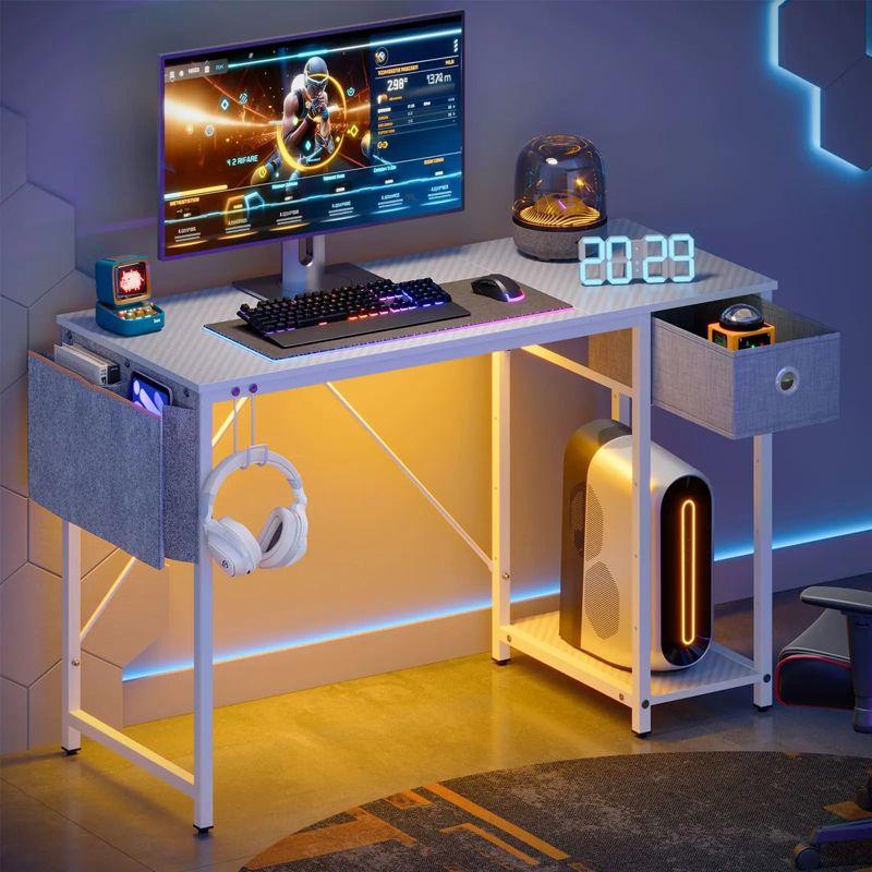 Bestier 47 Inch LED Computer Desk with Storage Drawer