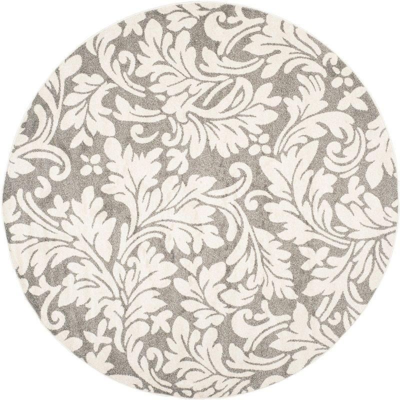 Amherst AMT425 Power Loomed Area Rug - Dark Grey/Beige - 7' round - Safavieh.