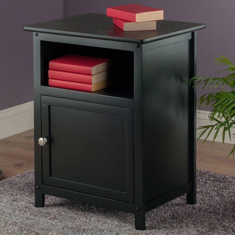 Winsome End Table - Black: Hardwood Frame, Wood Veneer Top, Living Room Accent Table with Shelf