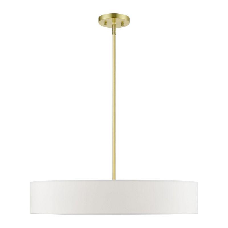 Livex Lighting Venlo 5 - Light Pendant in  Satin Brass/Shiny White