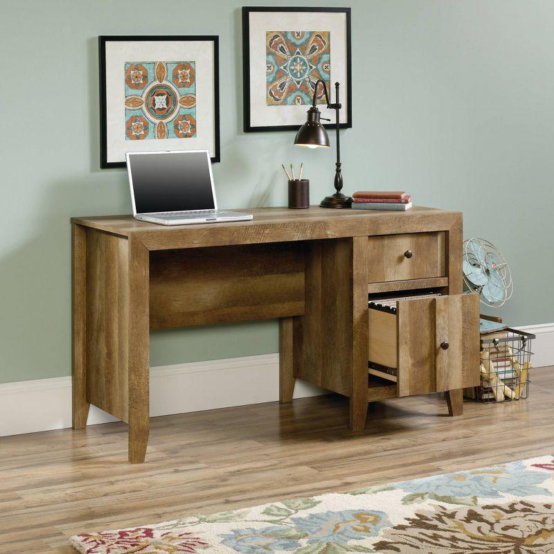 Craftsman Oak Brown Desk with Filing Cabinet and Drawer