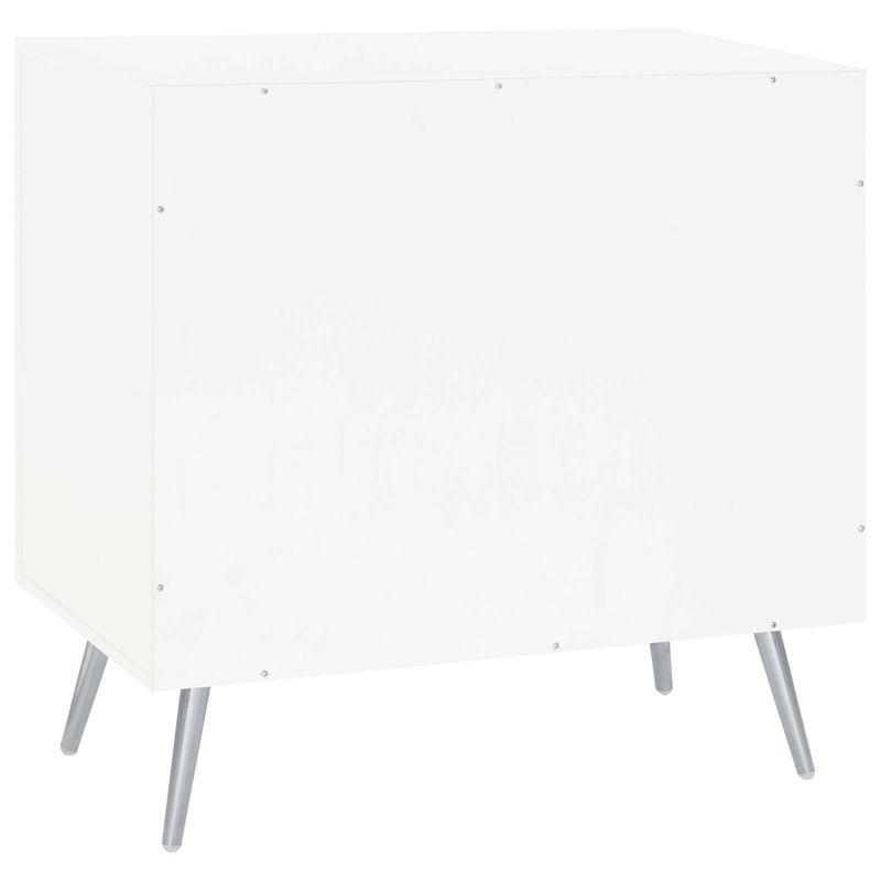 White High Gloss 2-Tier Accent Cabinet with Glass Shelf