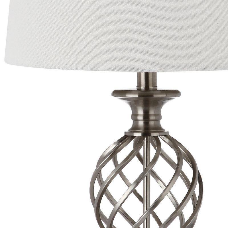 Nickel Lattice Urn Table Lamp with White Shade