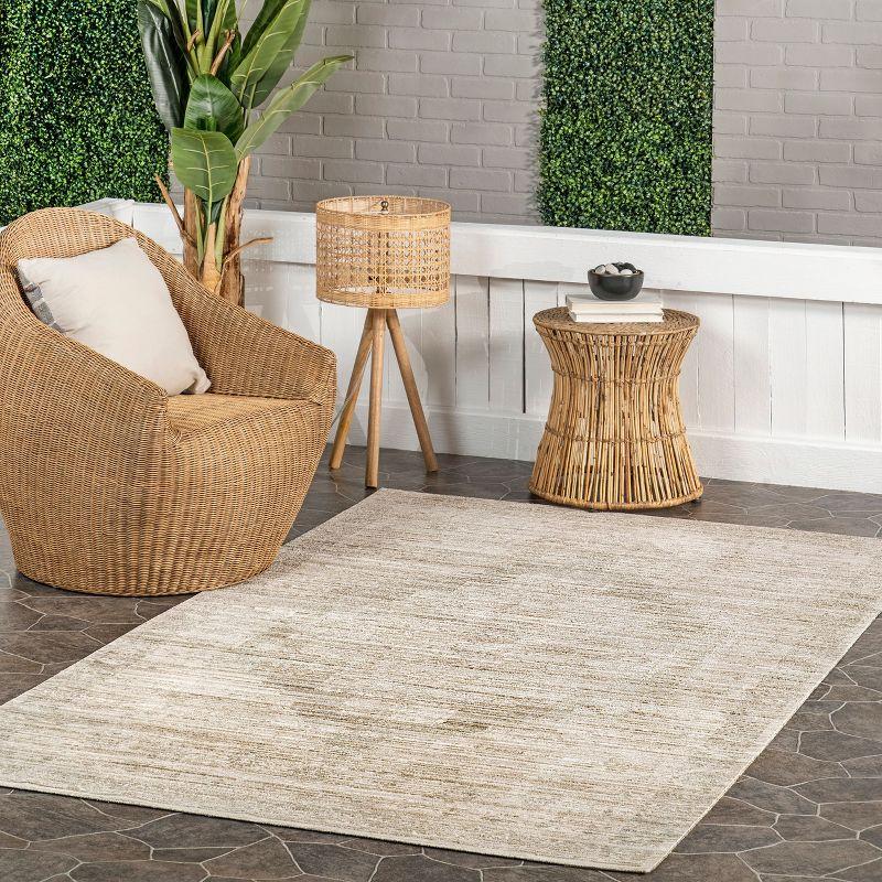 Nuloom Lotus Medallion 4x6 Machine Washable Indoor/Outdoor Area Rug for Living Room Patio Deck Front Porch Kitchen, Beige