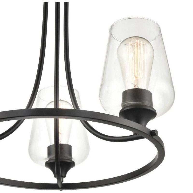 Matte Black Mini 3-Light Chandelier with Clear Glass Shades