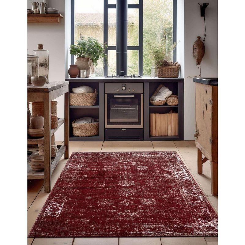 Burgundy Rectangular Synthetic Reversible Area Rug