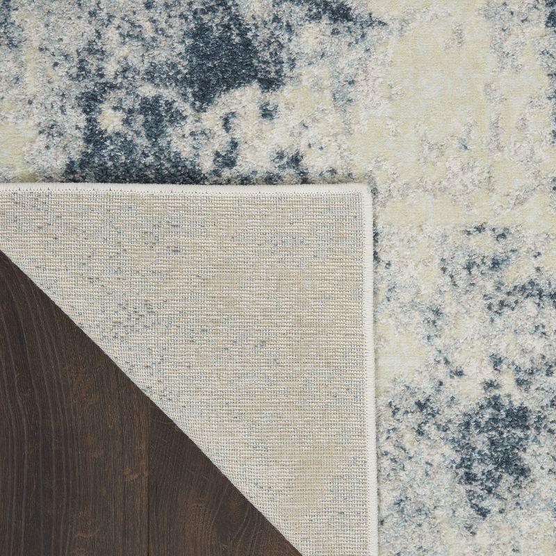 Ivory Blue Abstract 6'6" x 9'6" Area Rug