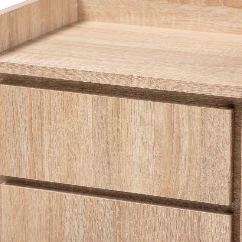 2 Drawers Hale Wood Nightstand Oak - Baxton Studio