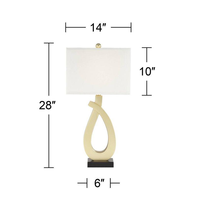 360 Lighting Simone Modern Table Lamps 28" Tall Set of 2 Sculptural Gold Metal USB Charging Port White Rectangular Shade Bedroom Living Room