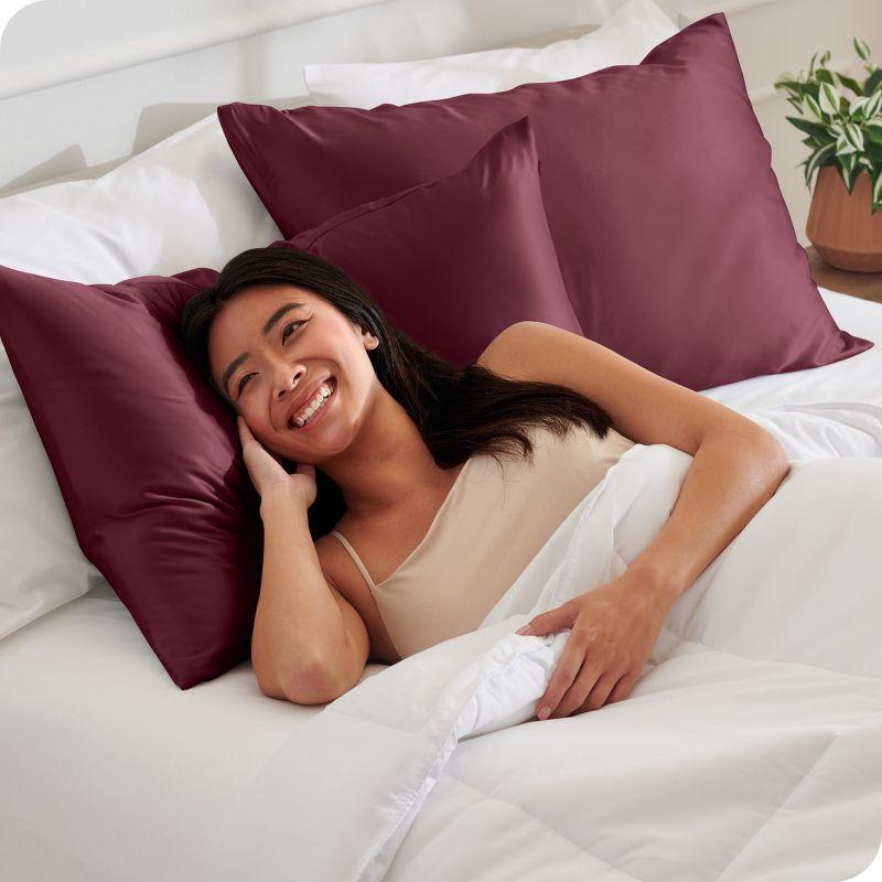 2 Pcs Standard - Envelope Burgundy Satin Pillowcase Set by Bare Home