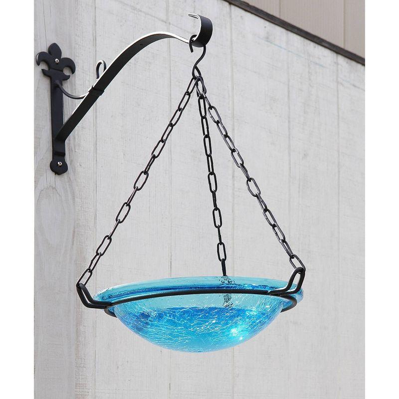 12.5" Crackle Glass Hanging Birdbath Bowl Teal - Achla Designs: Hand-Blown, Weather-Resistant, No Assembly Required