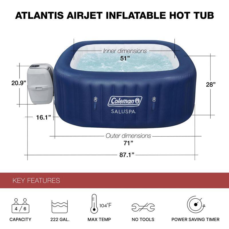 Coleman SaluSpa Blue Square Inflatable Hot Tub with 140 Jets