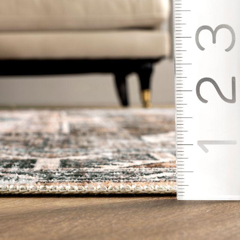 Nuloom 8x10 Machine Washable Rain Haven Vintage Medallion Indoor Area Rug, Rust Non-Slip Backing, Stain Resistant, BedroomLiving Room, Kitchen