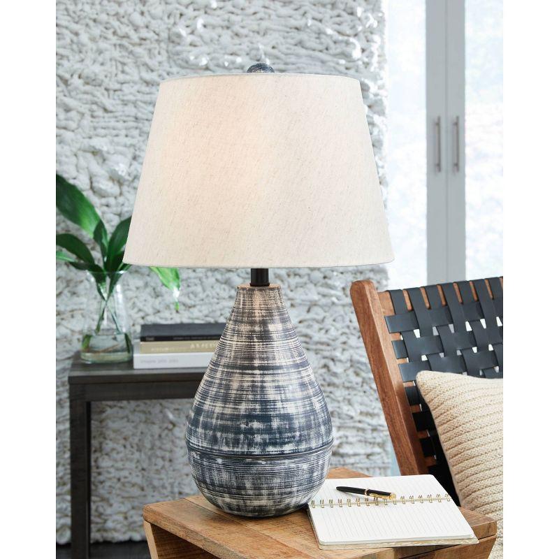 Antiqued Black and Taupe Metal Table Lamp Set