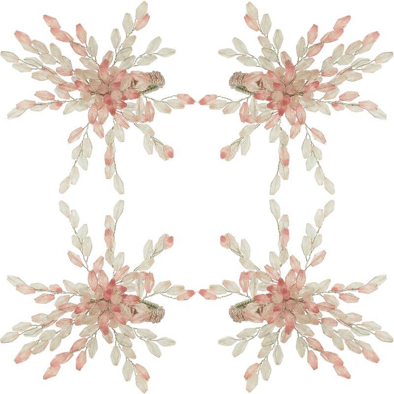 Saro Beaded Flower Napkin Ring (Set of 4)
