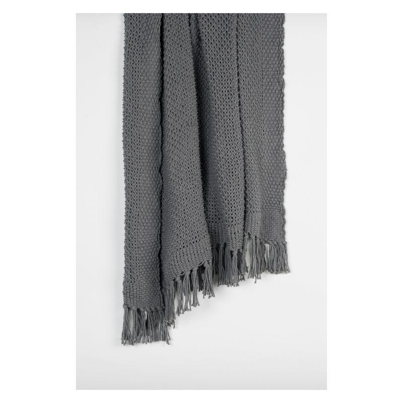 50" x 60" Dark Gray Cotton Woven Throw Blanket